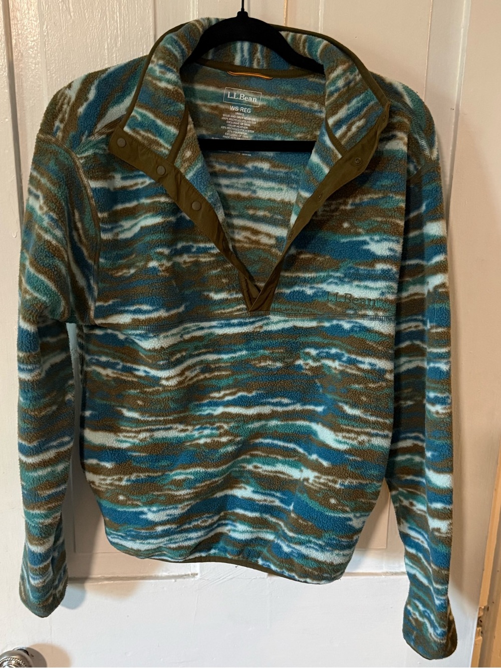 L.L. Bean Multicolor Striped Fleece Pullover - Blue, Brown, White